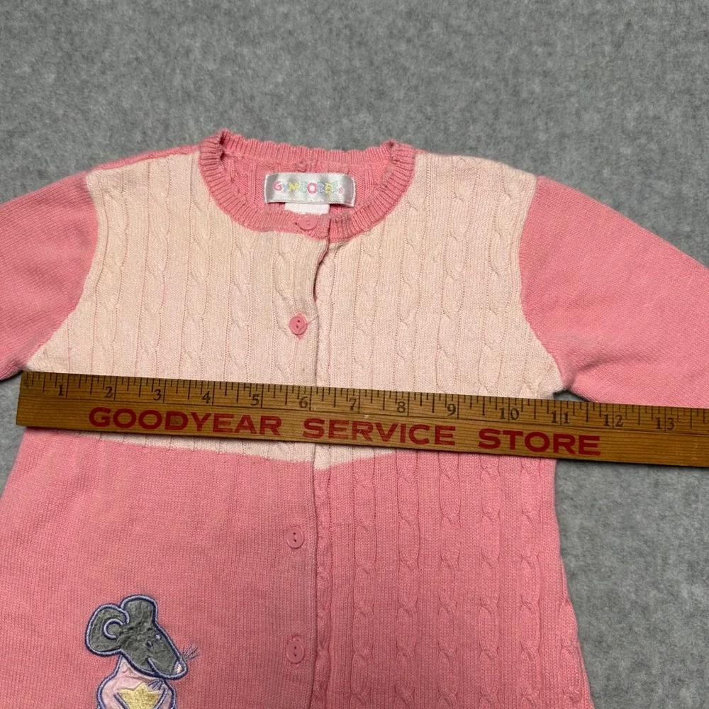 Vintage Gymboree Pink Cable Knit Jumpsuit‎ Mouse Embroidered Romper 12-18M
